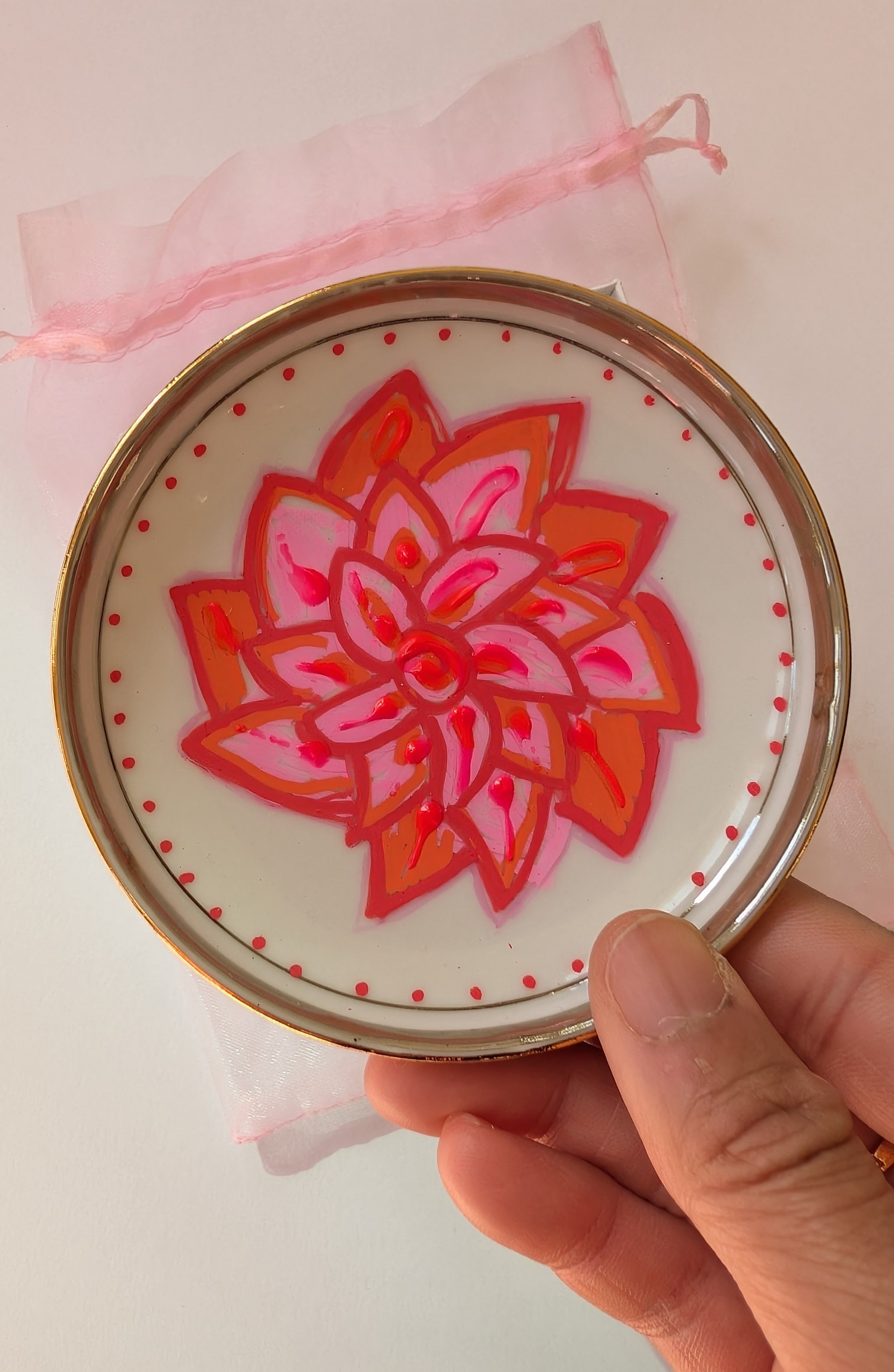 Lotus layers Vintage 3" Trinket Dish 2d