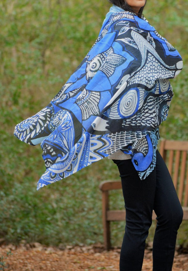 Blue and black scarf: Nature is my Zen