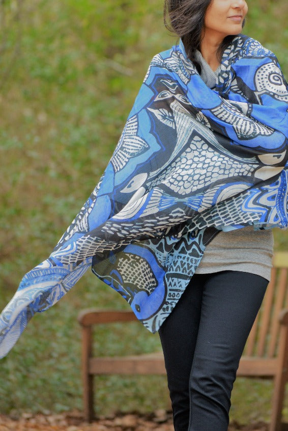 Blue and black scarf: Nature is my Zen