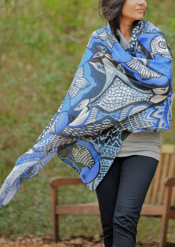 Blue and black scarf: Nature is my Zen