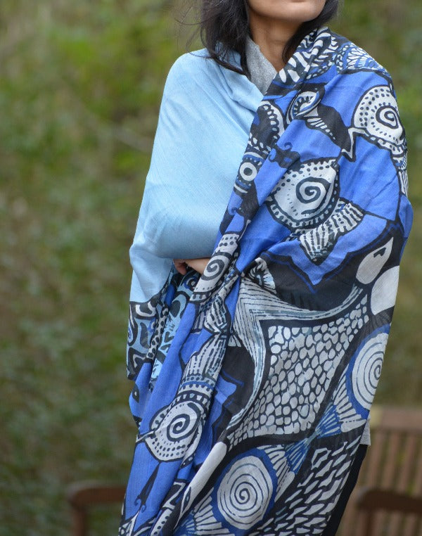 Blue and black scarf: Nature is my Zen