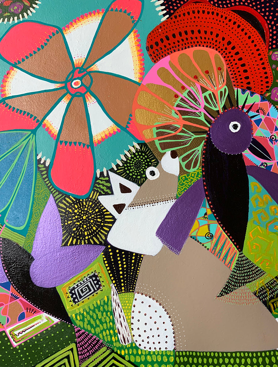 Colorful abstract design with geometric shapes and patterns