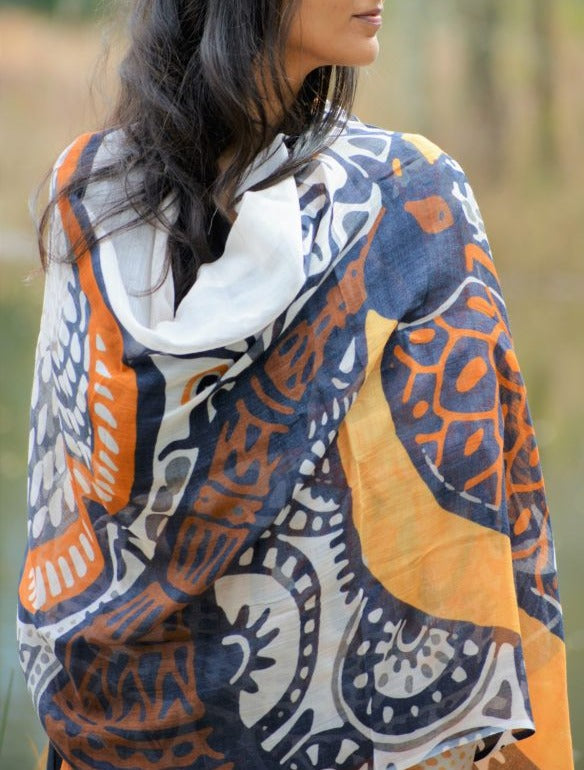 orange and blue modal scarf