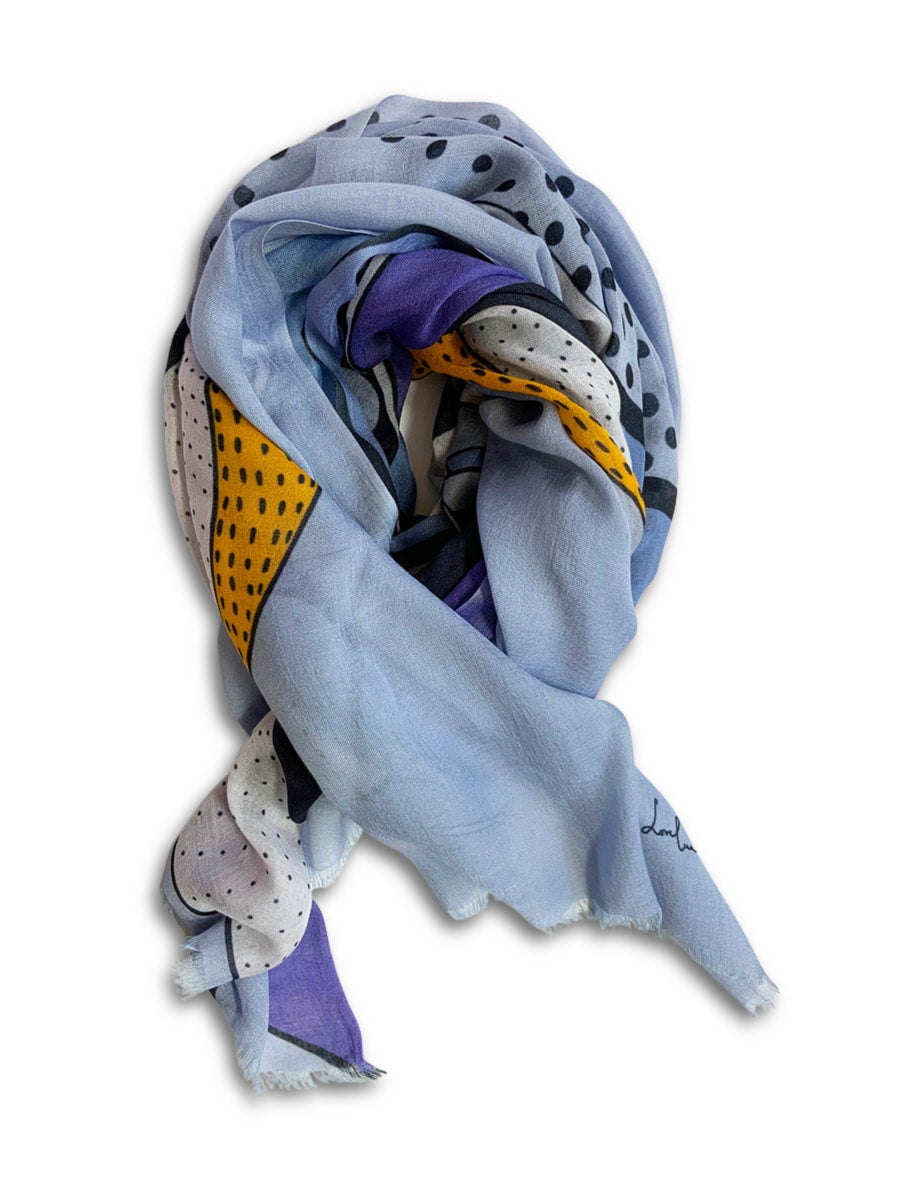 calm and still scarf grey yellow bird