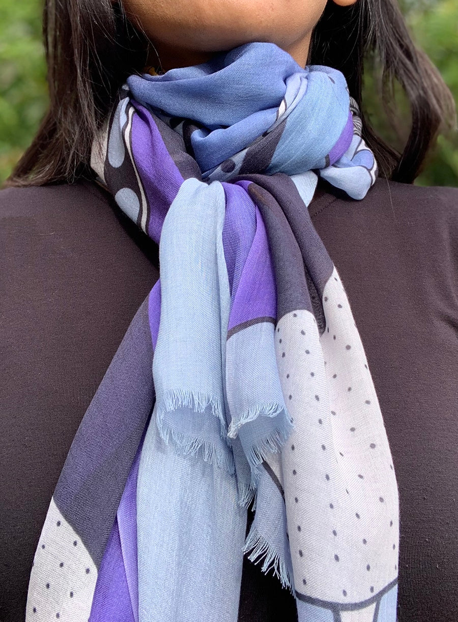 calm and still scarf grey yellow bird