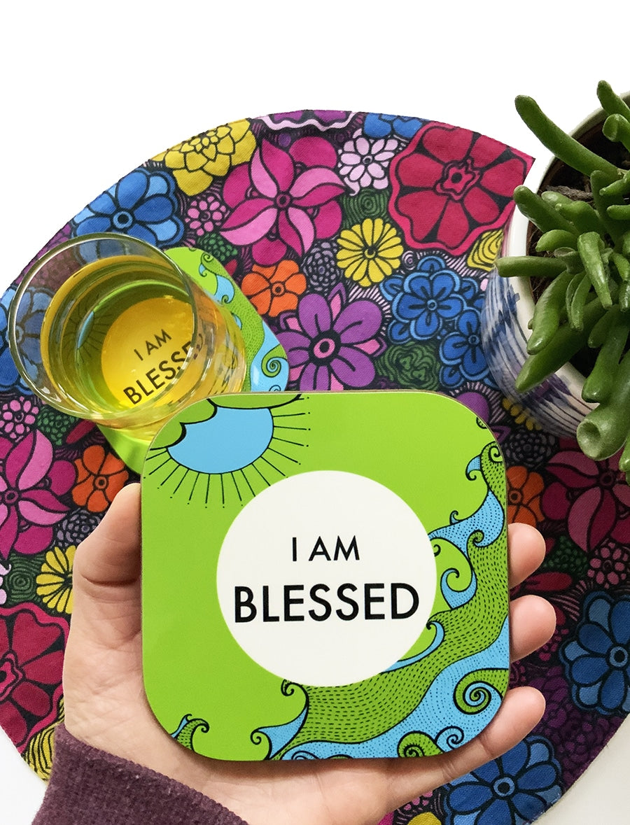 mantra coaster-I AM-blessed