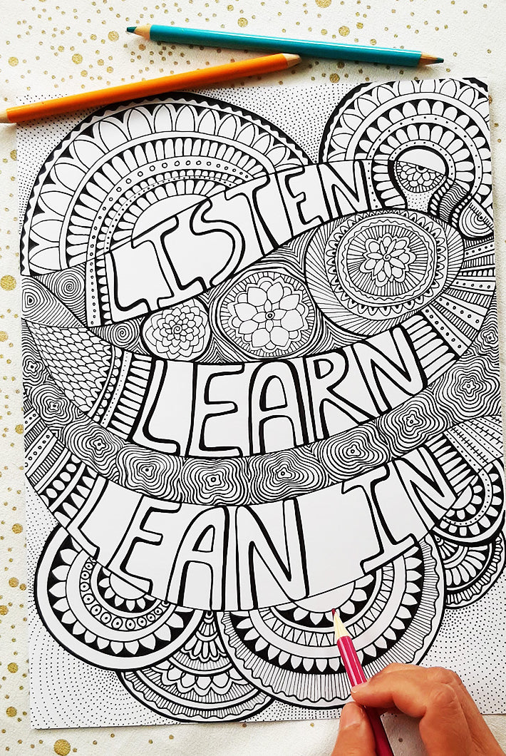 Listen Learn Lean In with pencils at top
