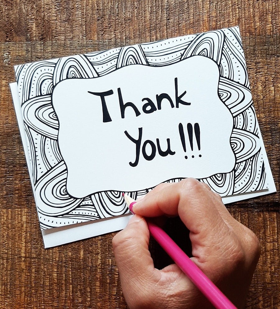 Thank you card with spirals art
