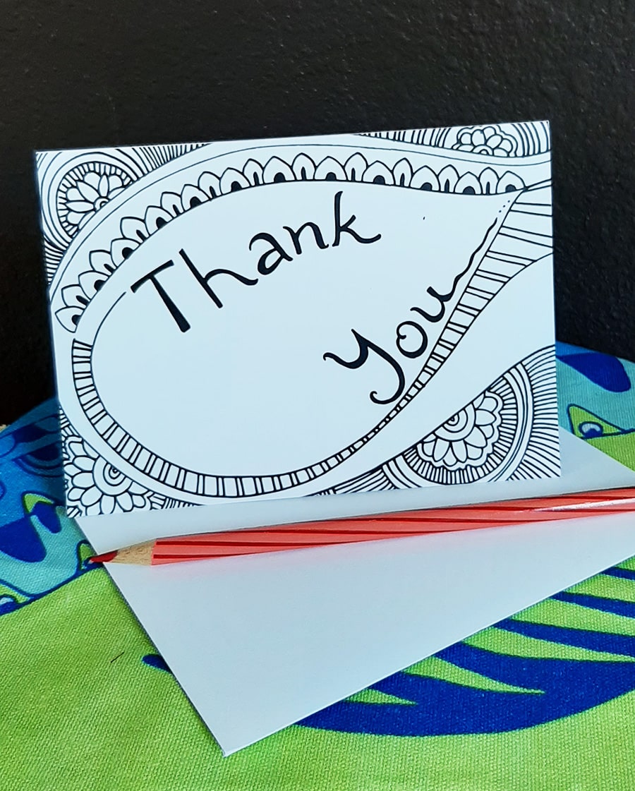 Thank you card with flowers and petals art