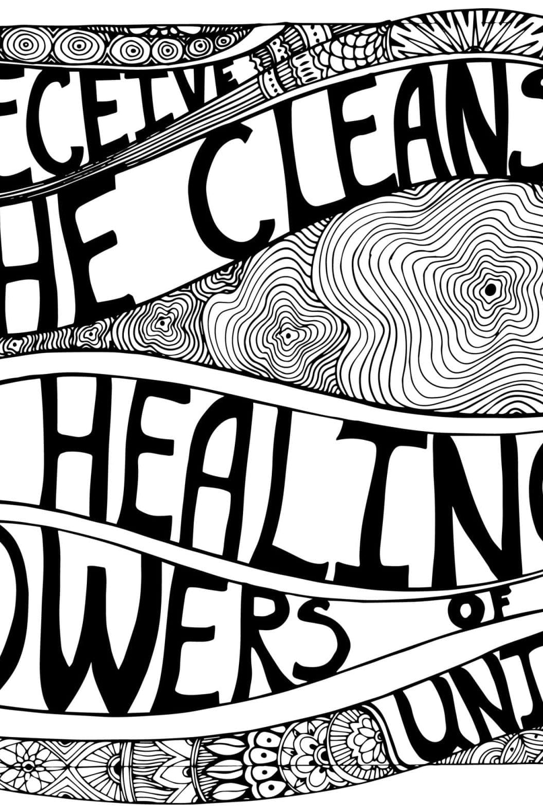 healing and cleansing, coloring page