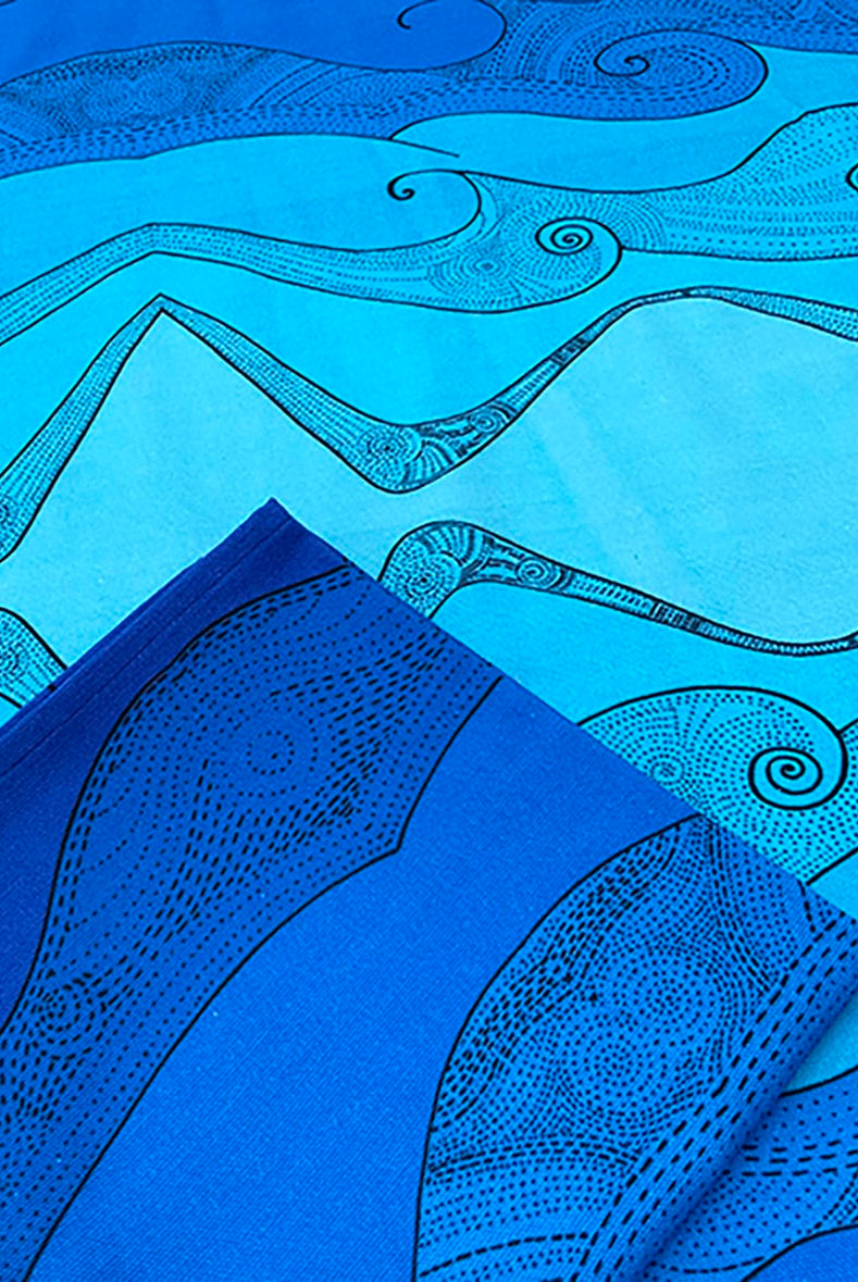 Reminding my oneness - blue ocean tea towel