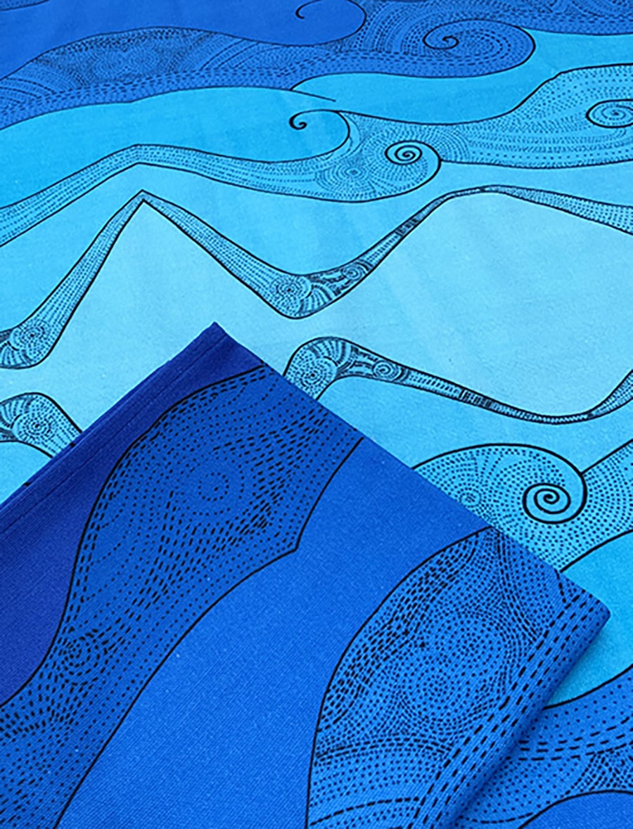 Reminding my oneness - blue ocean tea towel