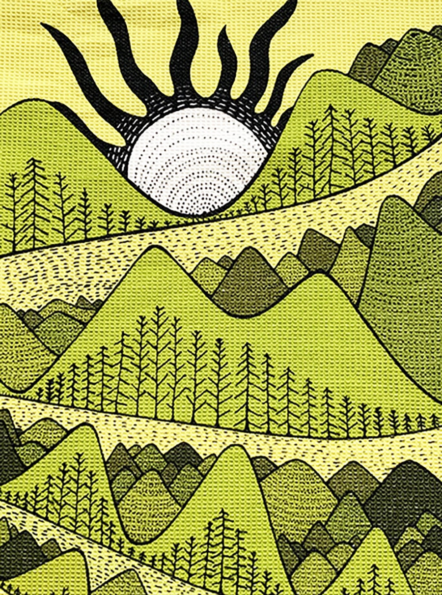 I love nature - mountain and sun tea towel-waffle