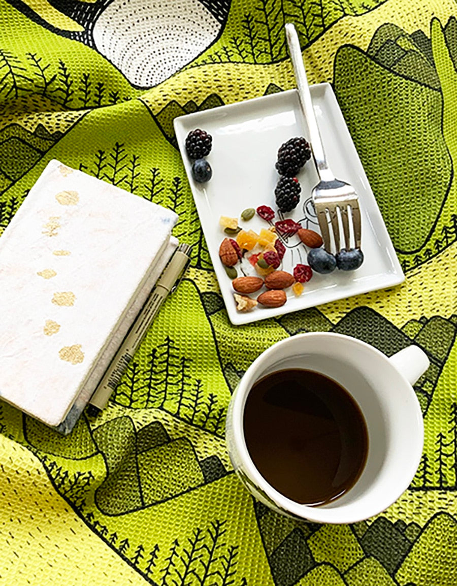 I love nature - mountain and sun tea towel-waffle