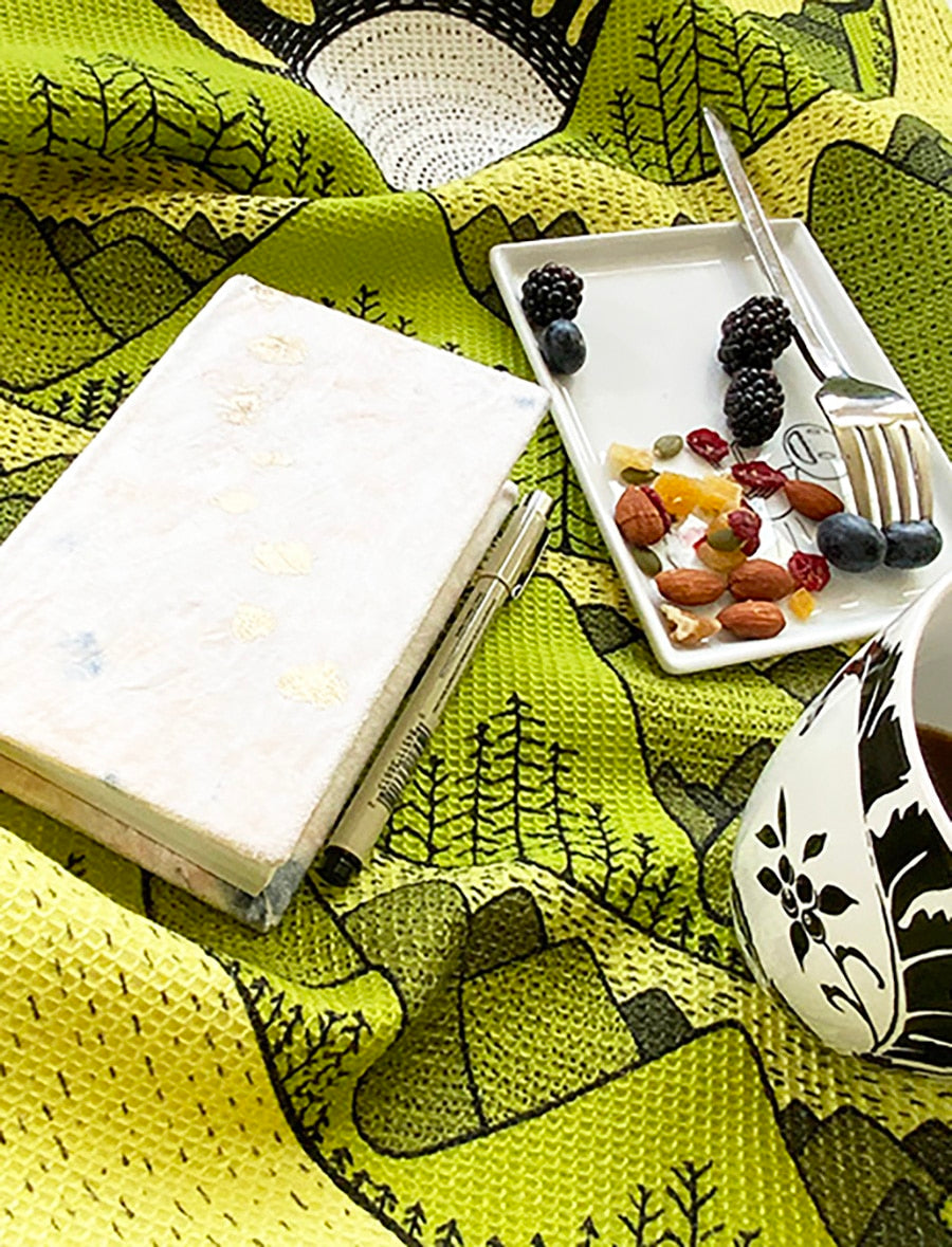 I love nature - mountain and sun tea towel-waffle