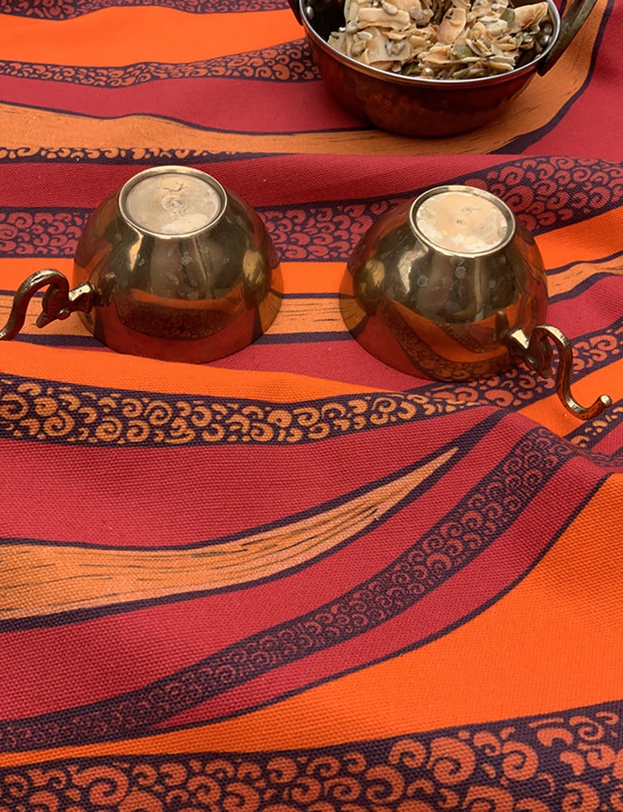 Orange and red tea towel