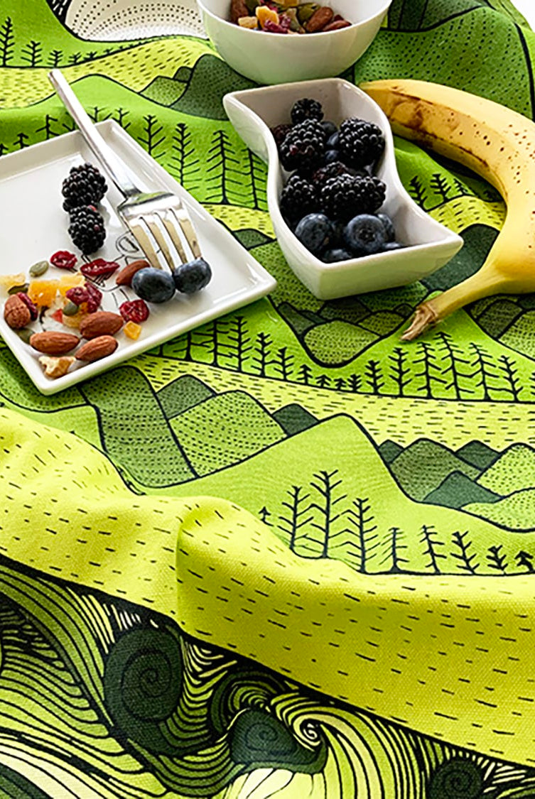 I love nature - sun and mountain tea towel-plain