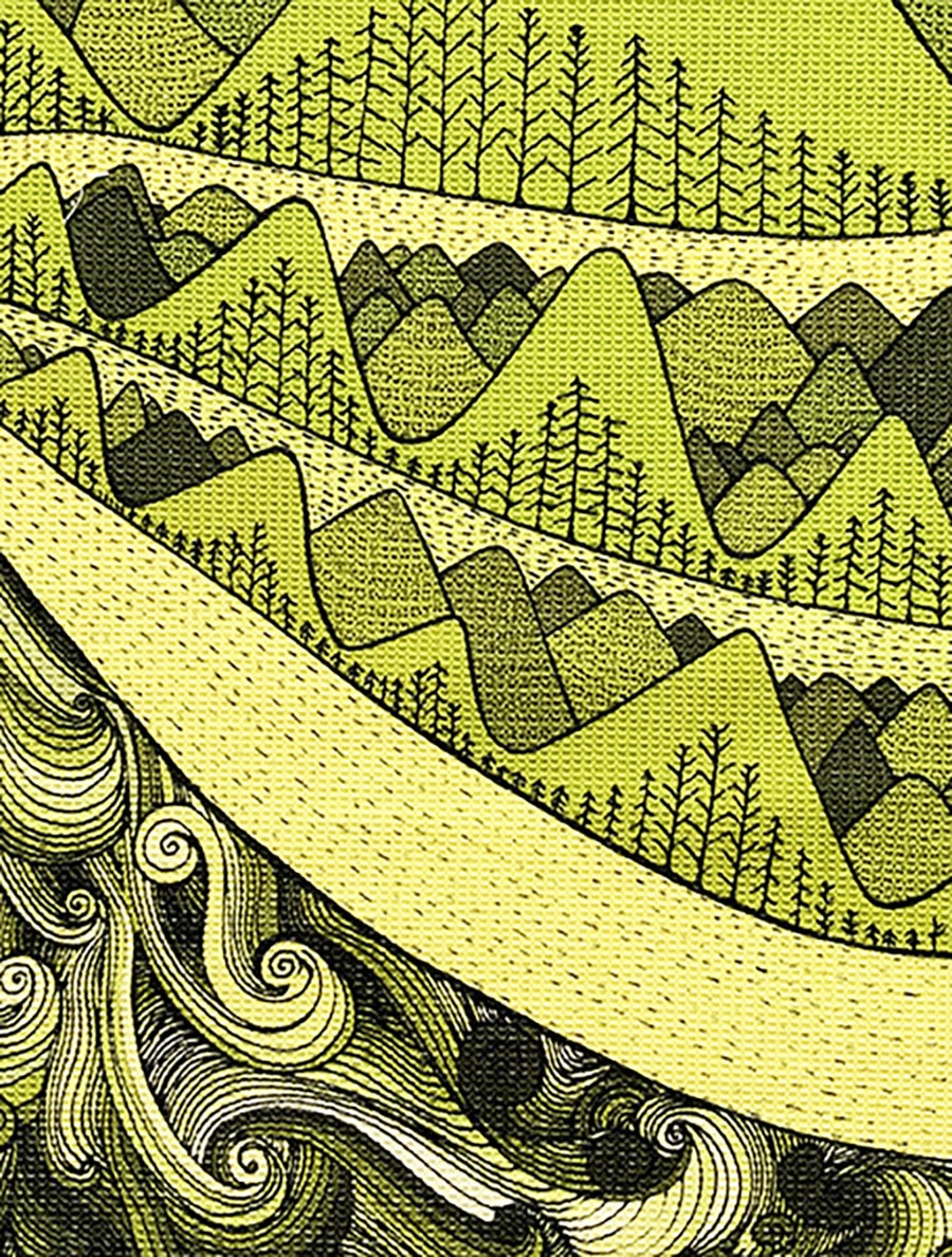 I love nature - mountain and sun tea towel-waffle