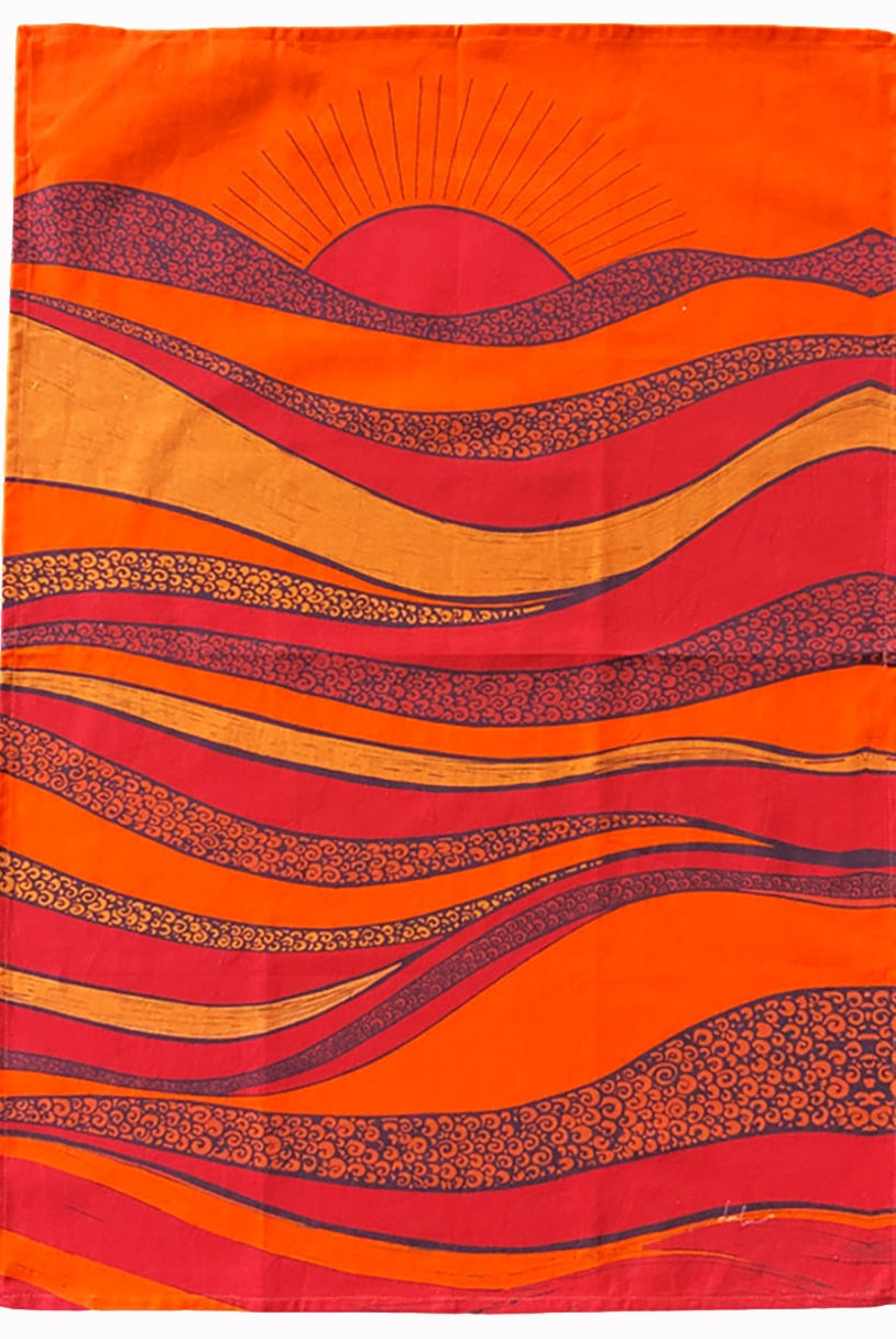 Orange and red tea towel