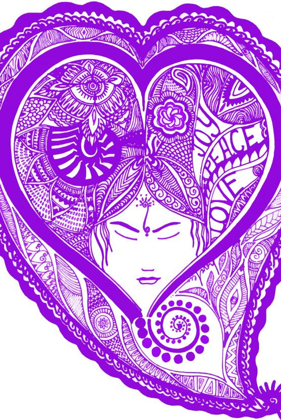 Purple love, joy and peace art print