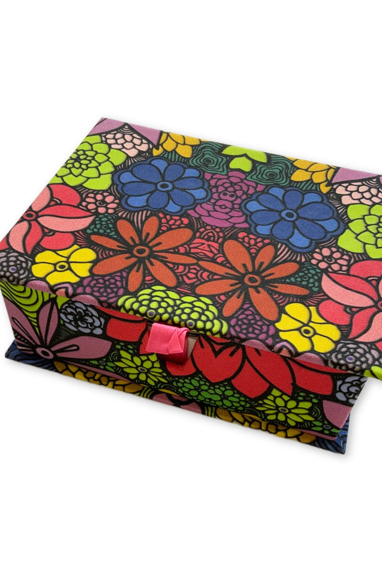 note-card-box-bloom-blue-green-yellow-flowers
