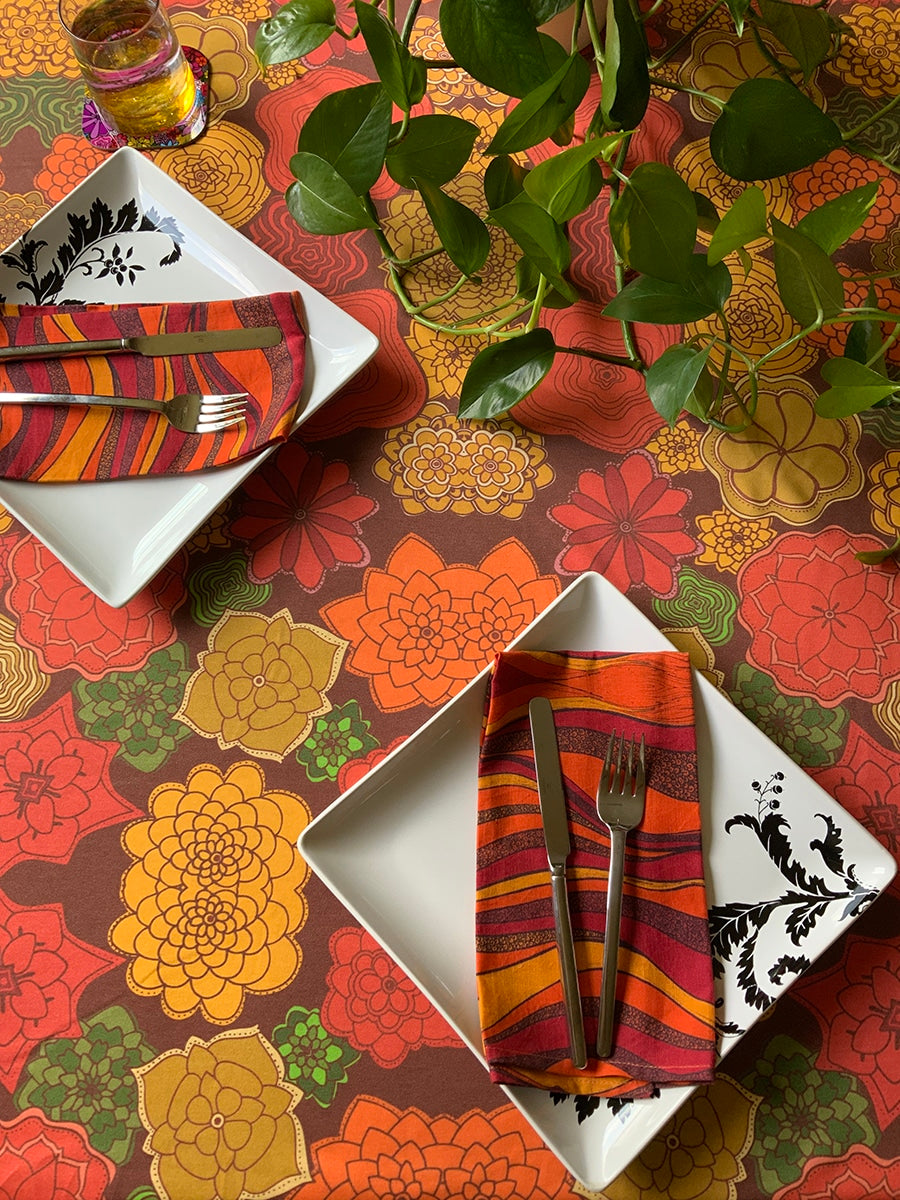 red-orange-flowers-table-cloth