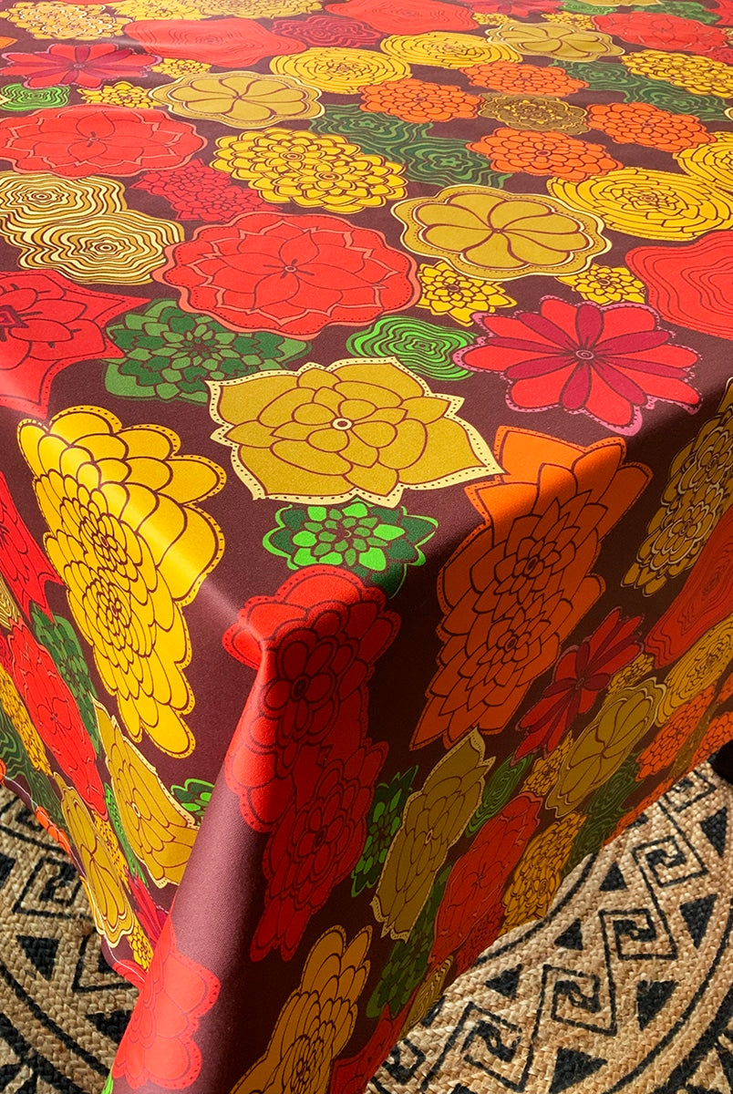 red-orange-flowers-table-cloth