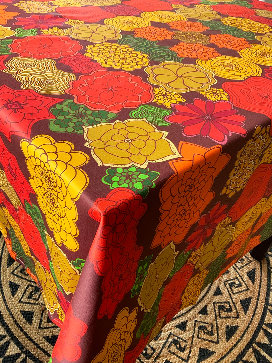 red-orange-flowers-table-cloth