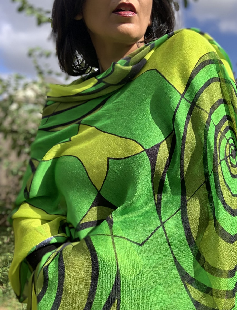 spiral scarf - shades of green