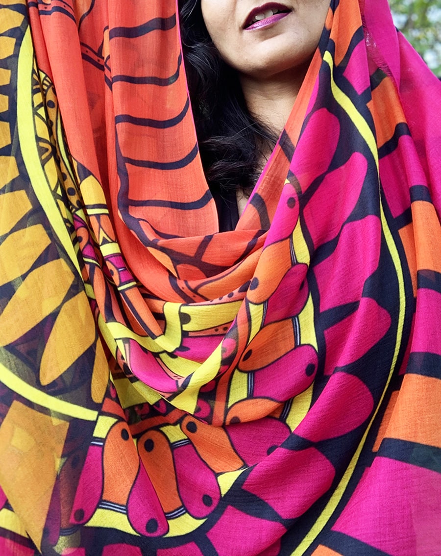 SCARF-I am Creative-pink-orange-yellow