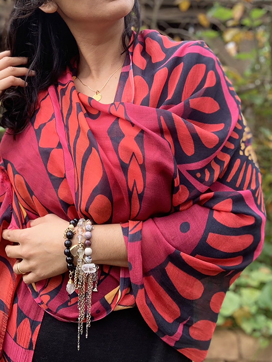 SCARF-I am Abundant-burgundy-orange