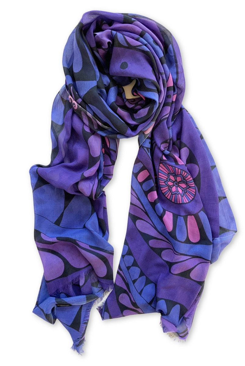 SCARF-I am Abundant-indigo-pink-blue