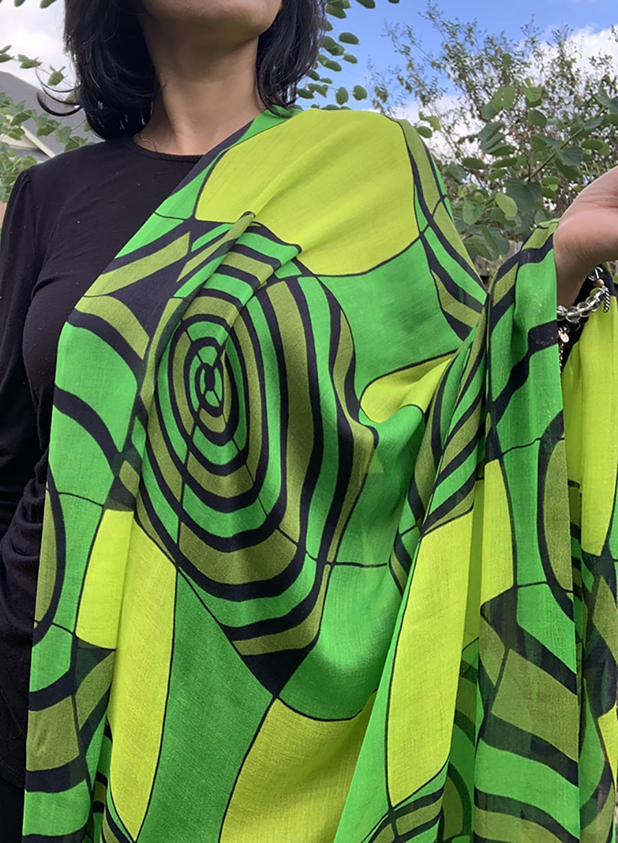 spiral scarf - shades of green