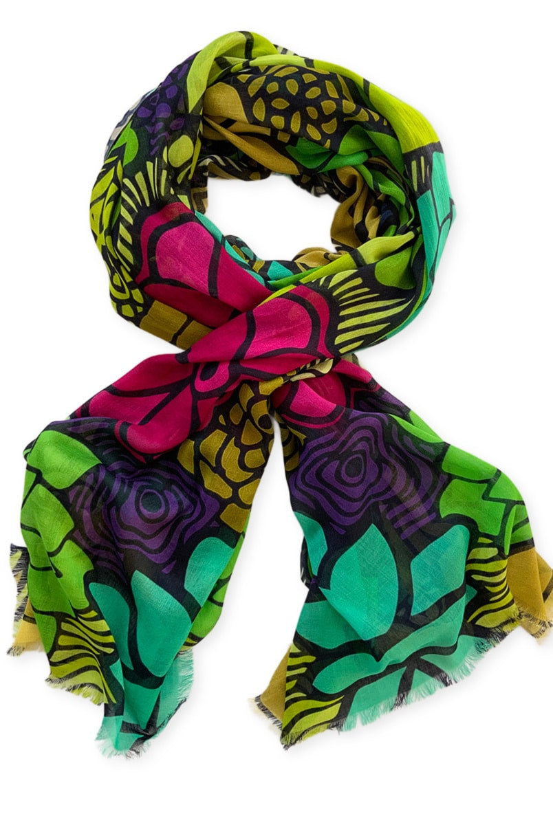 Scarves-bloom-flowers-green-yellow-pink