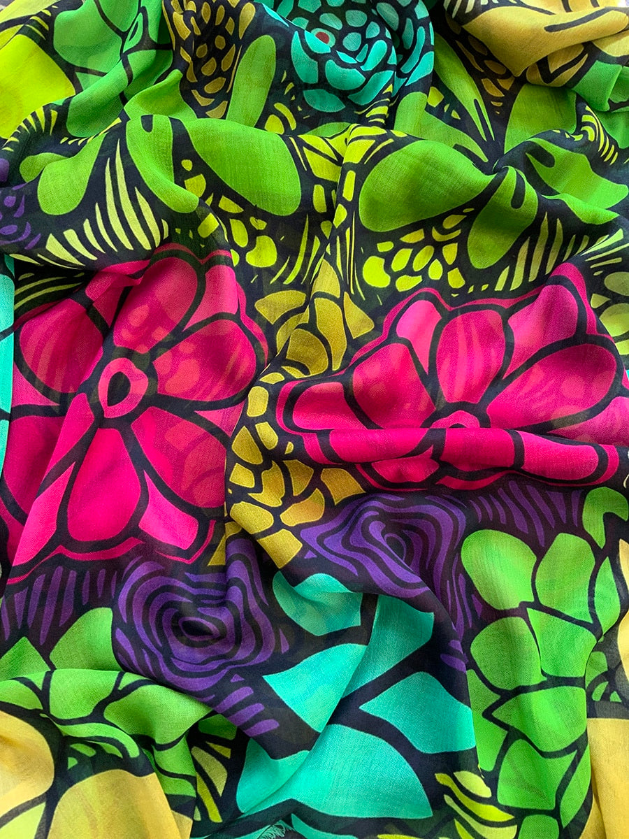 Scarves-bloom-flowers-green-yellow-pink