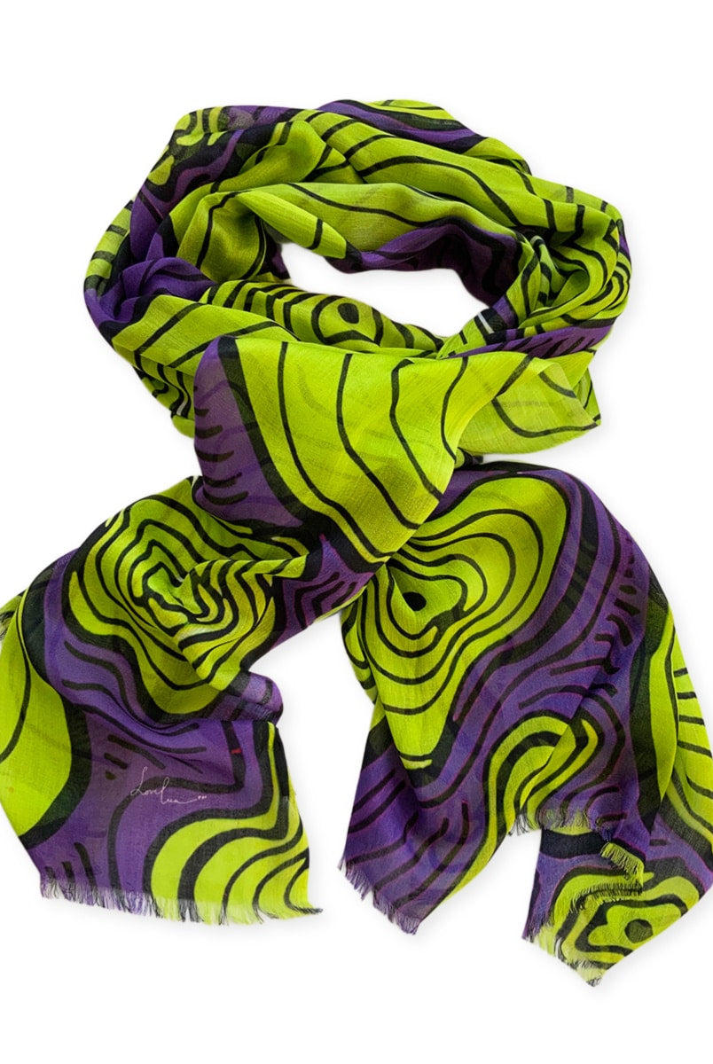 Scarves-squiggly-lines-purple-neon-green