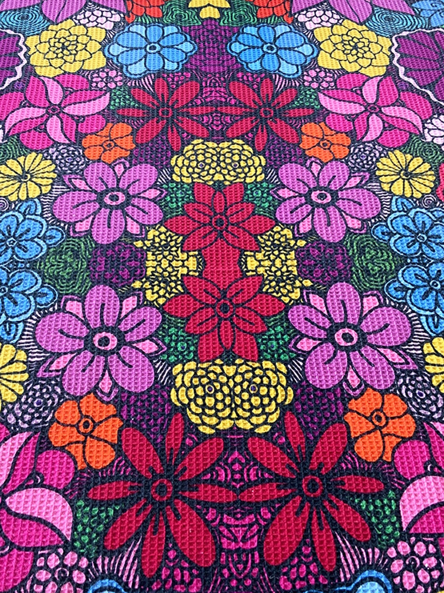 I'm blooming - colorful flower tea towels waffle