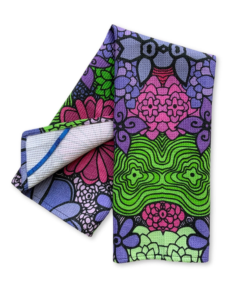 tea-towels-Bloom-boldly-blue-green-pink-waffle