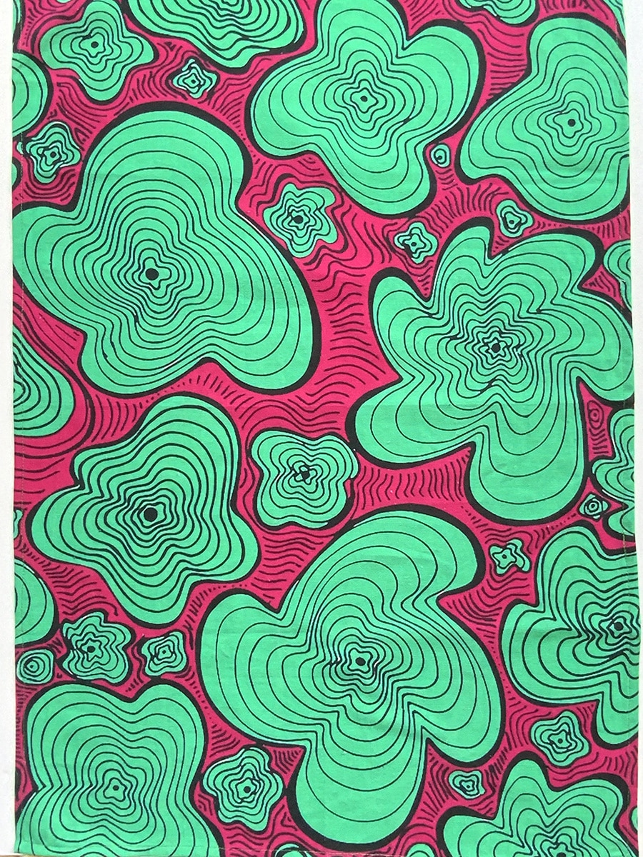 Tea towels-green-pink-squiggly-pattern-plain