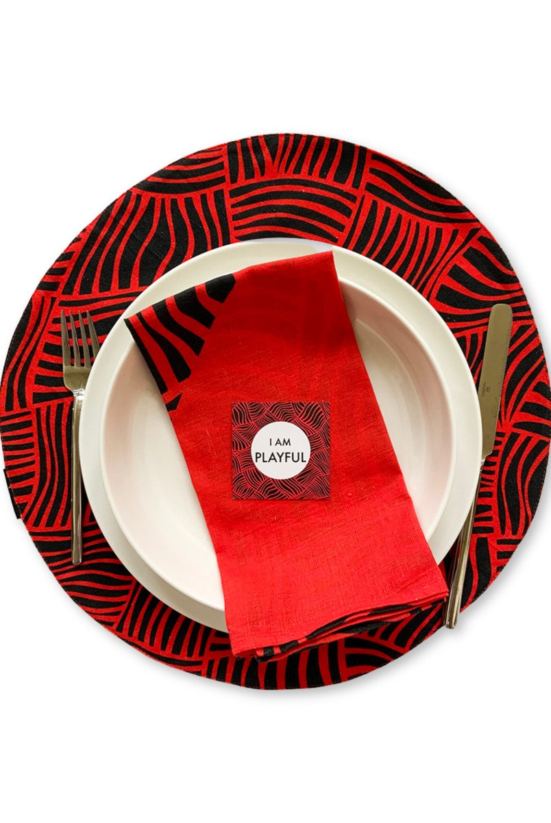 Table napkins-lines-red
