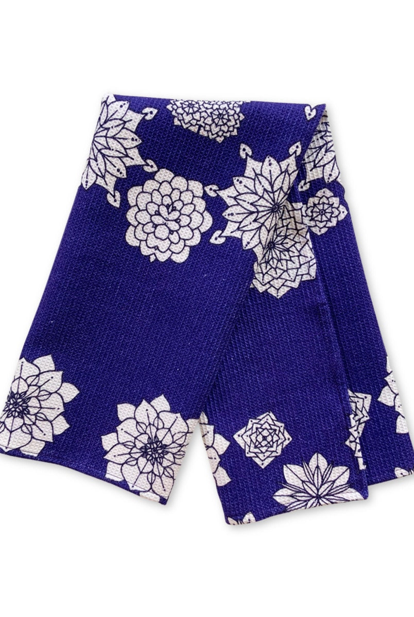 Tea-towel-flower-blue-waffle