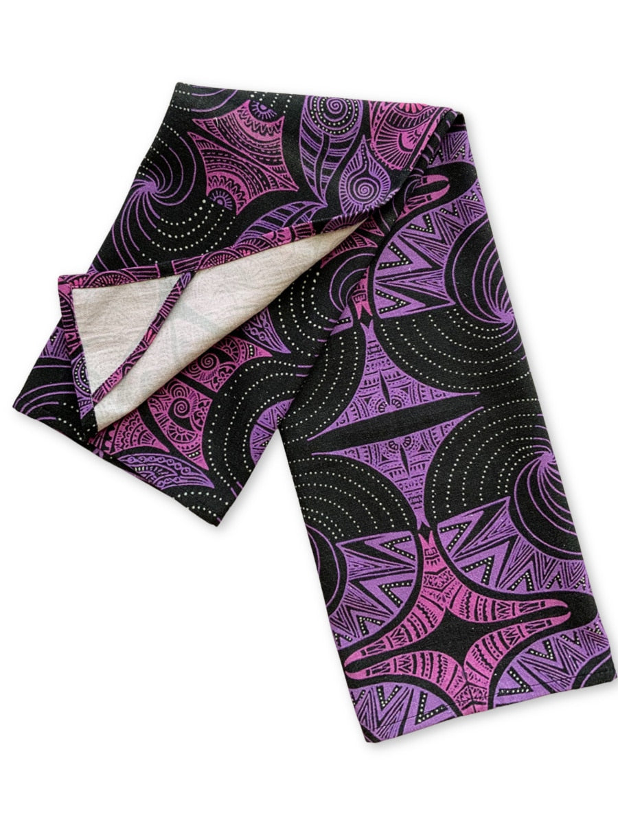 Tea-towel-black-purple-plain