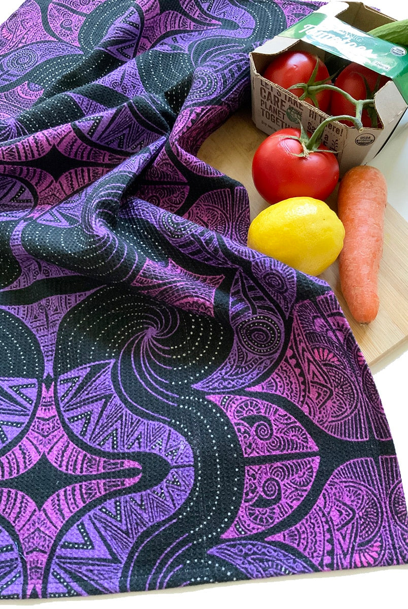 Tea-towel-black-purple-waffle