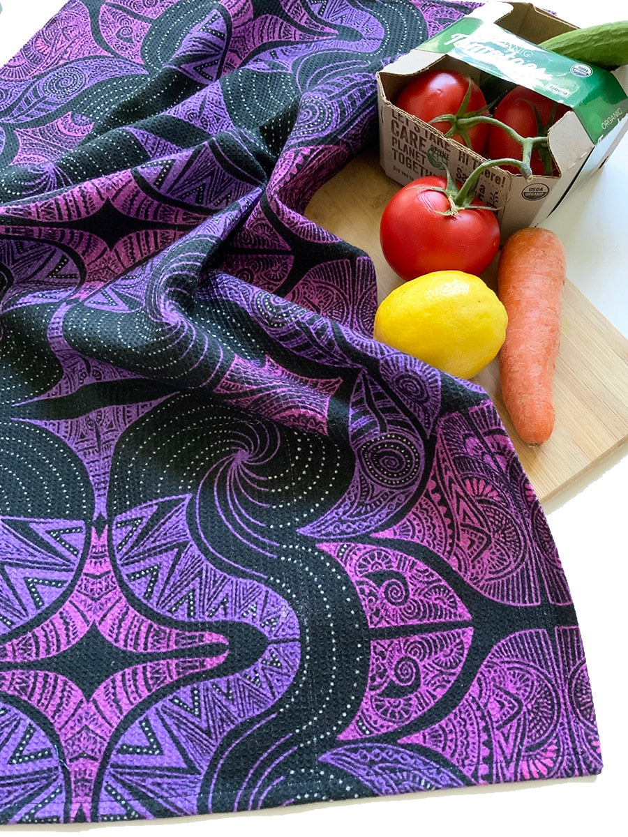 Tea-towel-black-purple-waffle