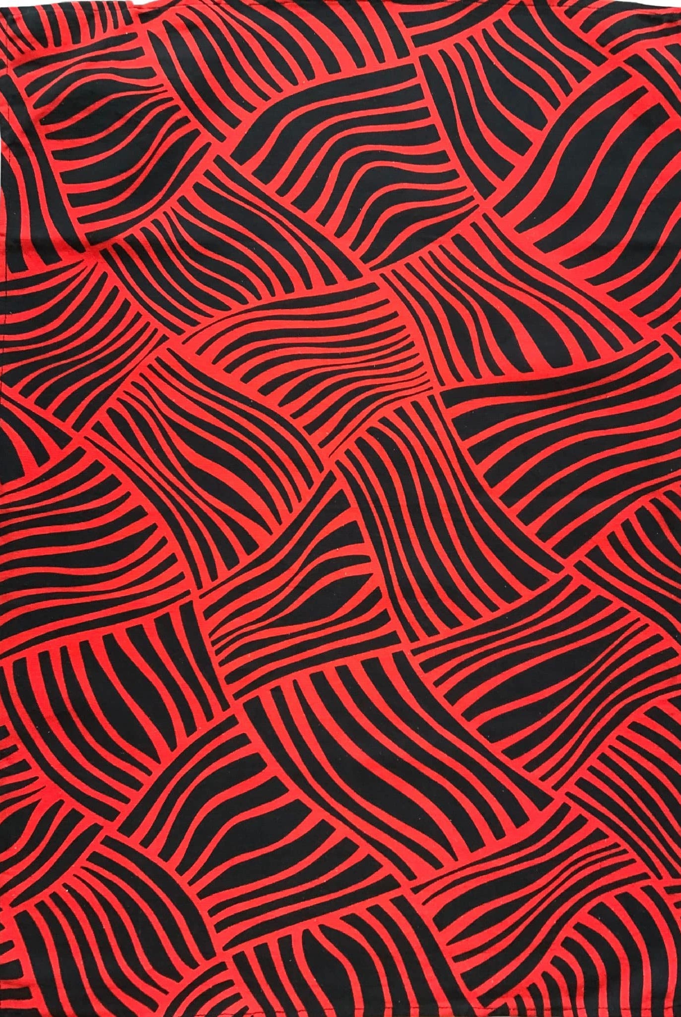 Tea-towel-plain-lines-red-black-pattern