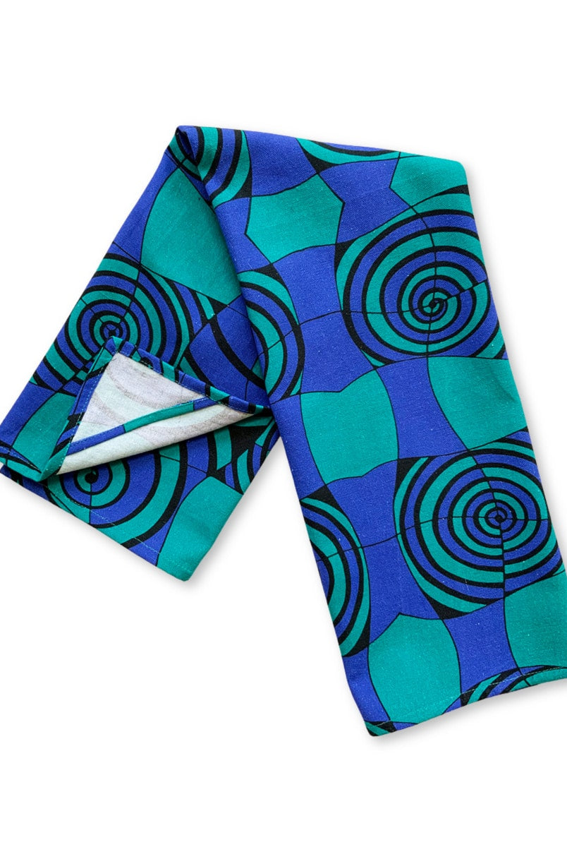 Tea towels-spirals-bluegreen-plain