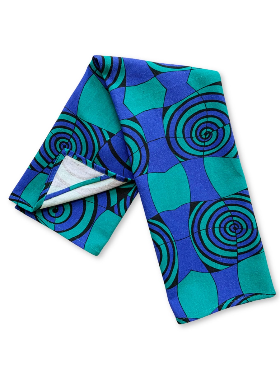 Tea towels-spirals-bluegreen-plain