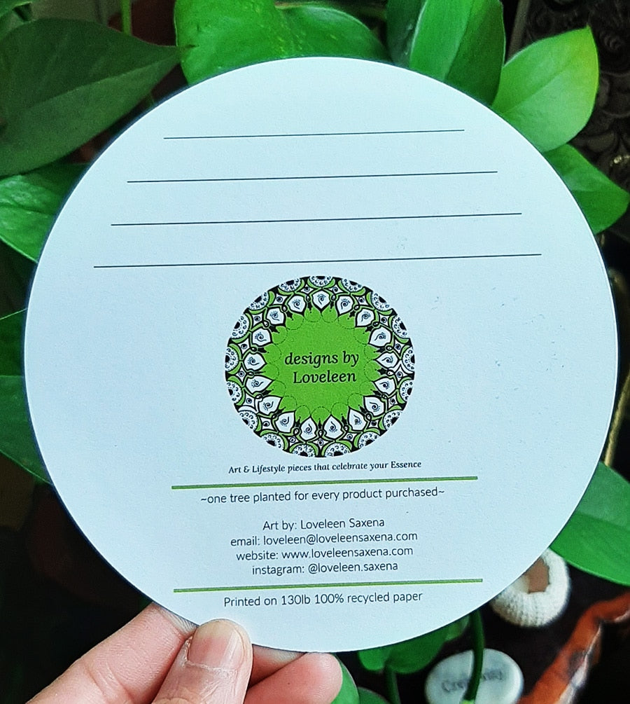 back of circle doodle art card