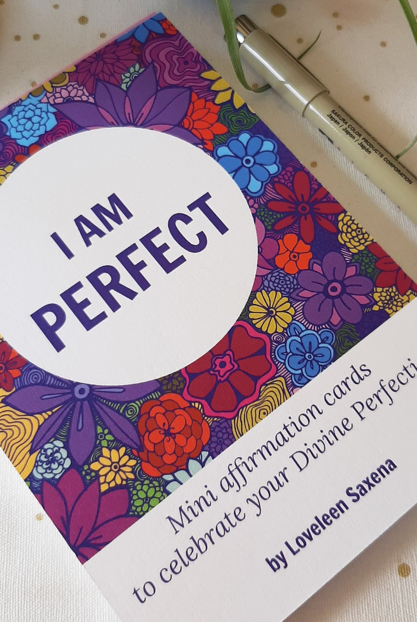 i am perfect affirmation cards and pen