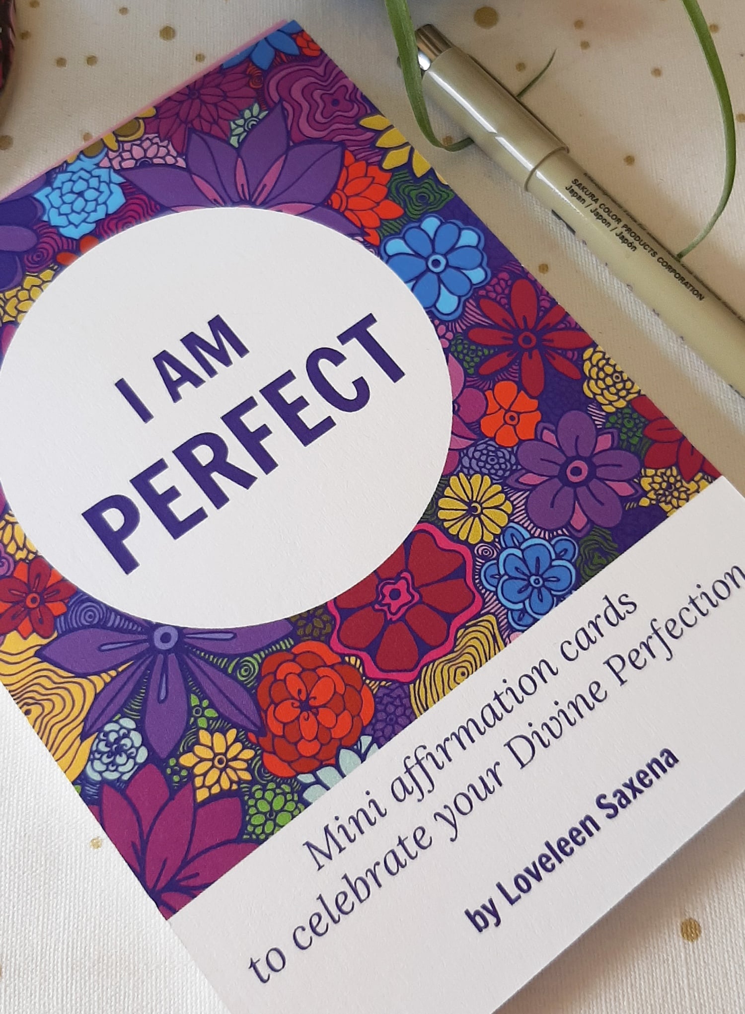 i am perfect affirmation cards and pen